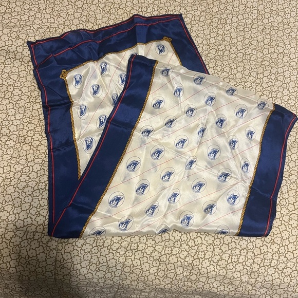 Holland America nautical 100% silk scarf Blue and White Patterned Scarf (D-308) - Picture 8 of 11